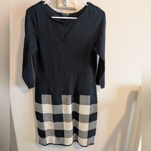 Lauren Ralph Lauren Medium Women's Knit Sweater Dress 3/4 Sleeve, Knee Length